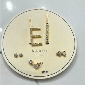 Kaari Blue Gold and Silver Earring Set